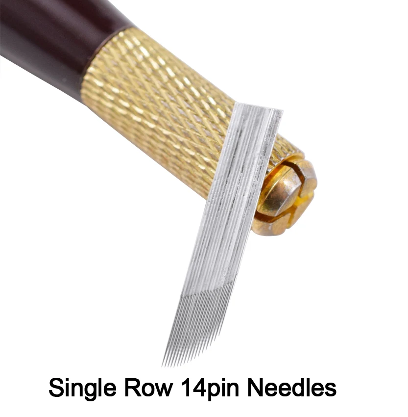 50 قطعة إبر التطريز المنحنية القابل للتصرف سلسلة Microblading التظليل مزدوج شقة تجميل دائم صفوف واحدة الثلاثي onal Bla