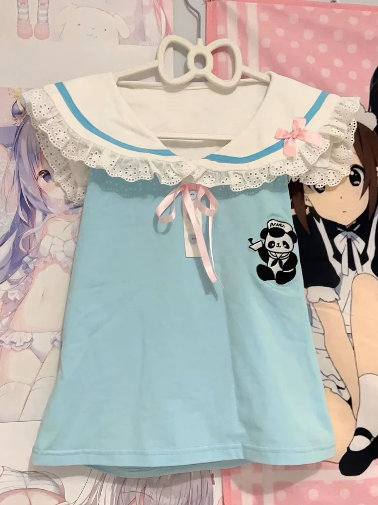 ญี่ปุ่นหวาน JK Hot Chick 2 ชิ้นชุดชุดสตรี Lace Patchwork Tops + น่ารักเค้กกระโปรงใหม่ Lolita แฟชั่นฤดูร้อนชุด 2025