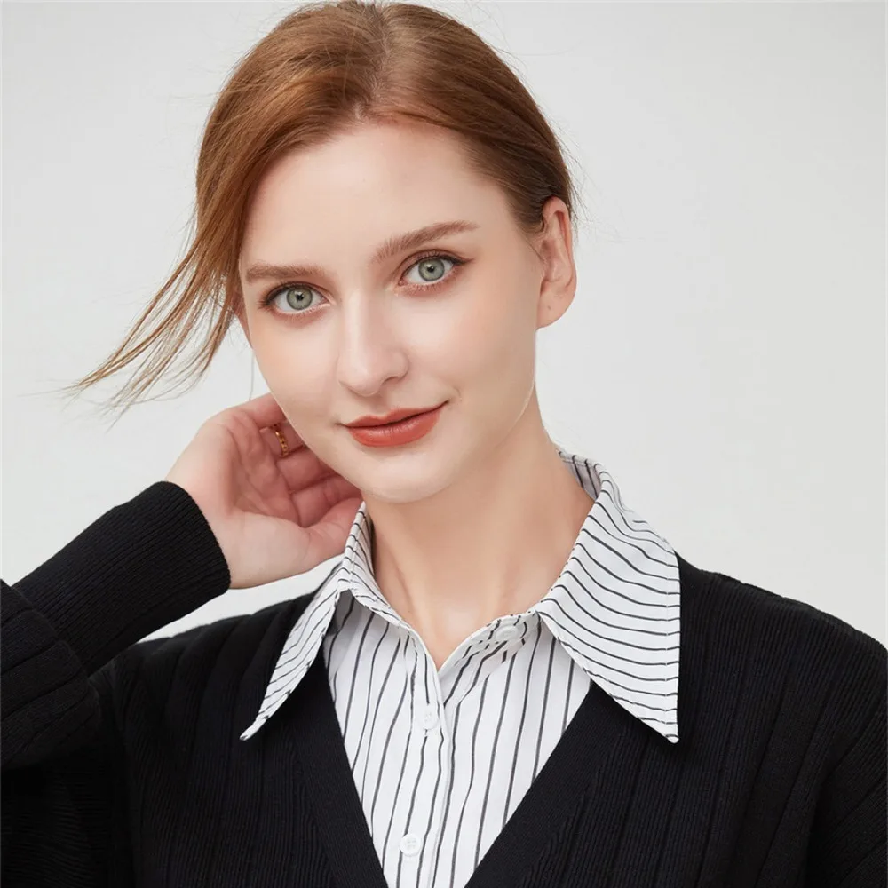 Detachable Stripe Shirt Fake Collar Commute Decorative Fake Hand Sleeves Easy To Wear Comfortable False Wrist Cuffs Office