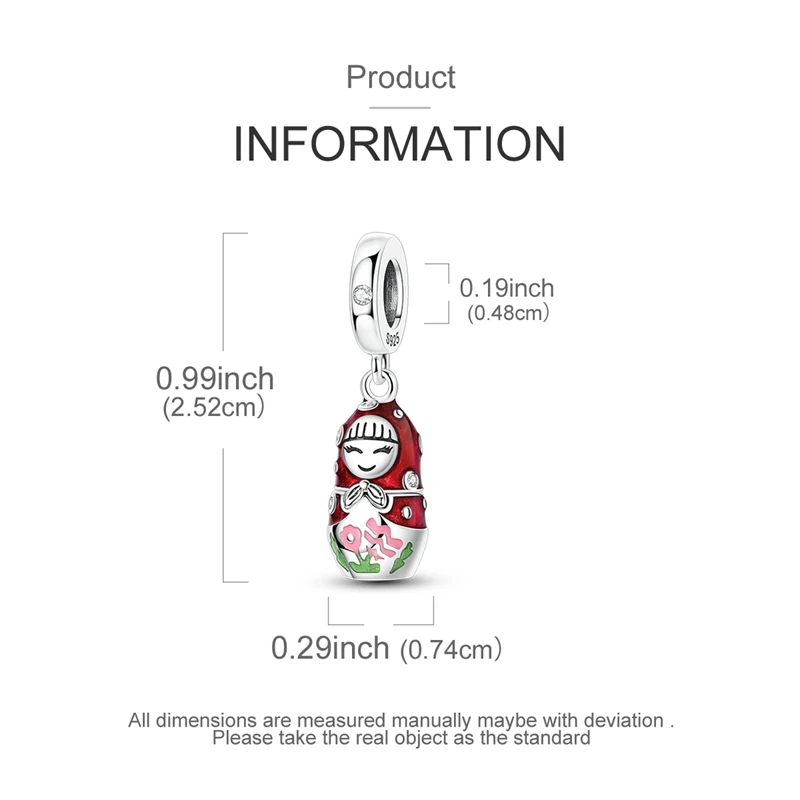 New 925 Sterling Silver Red Polka Dot Doll Charms Pendants Fit Original 925 Bracelet Necklace Fine DIY Birthday Jewelry image 4