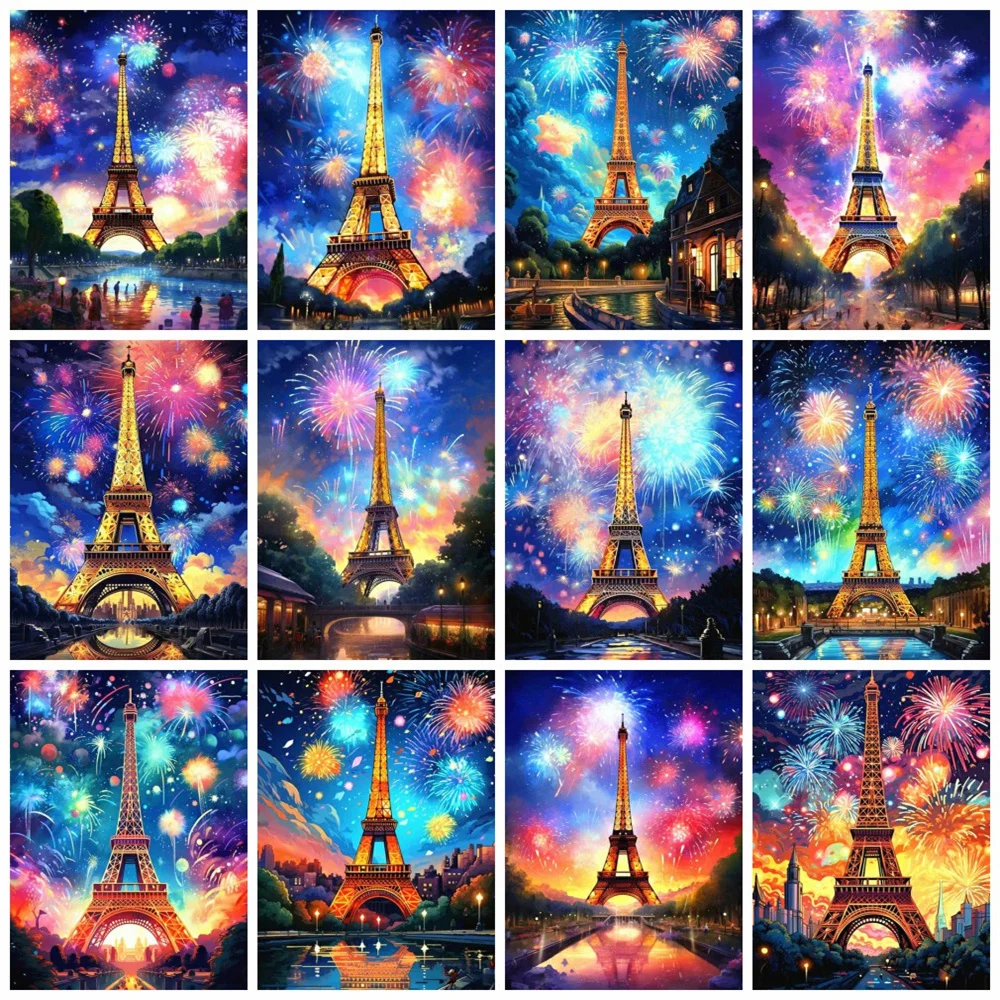 Momoart 5d DIY Diamant Malerei Eiffelturm Mosaik Landschaft volle quadratische runde See Stickerei Feuerwerk Wand dekoration