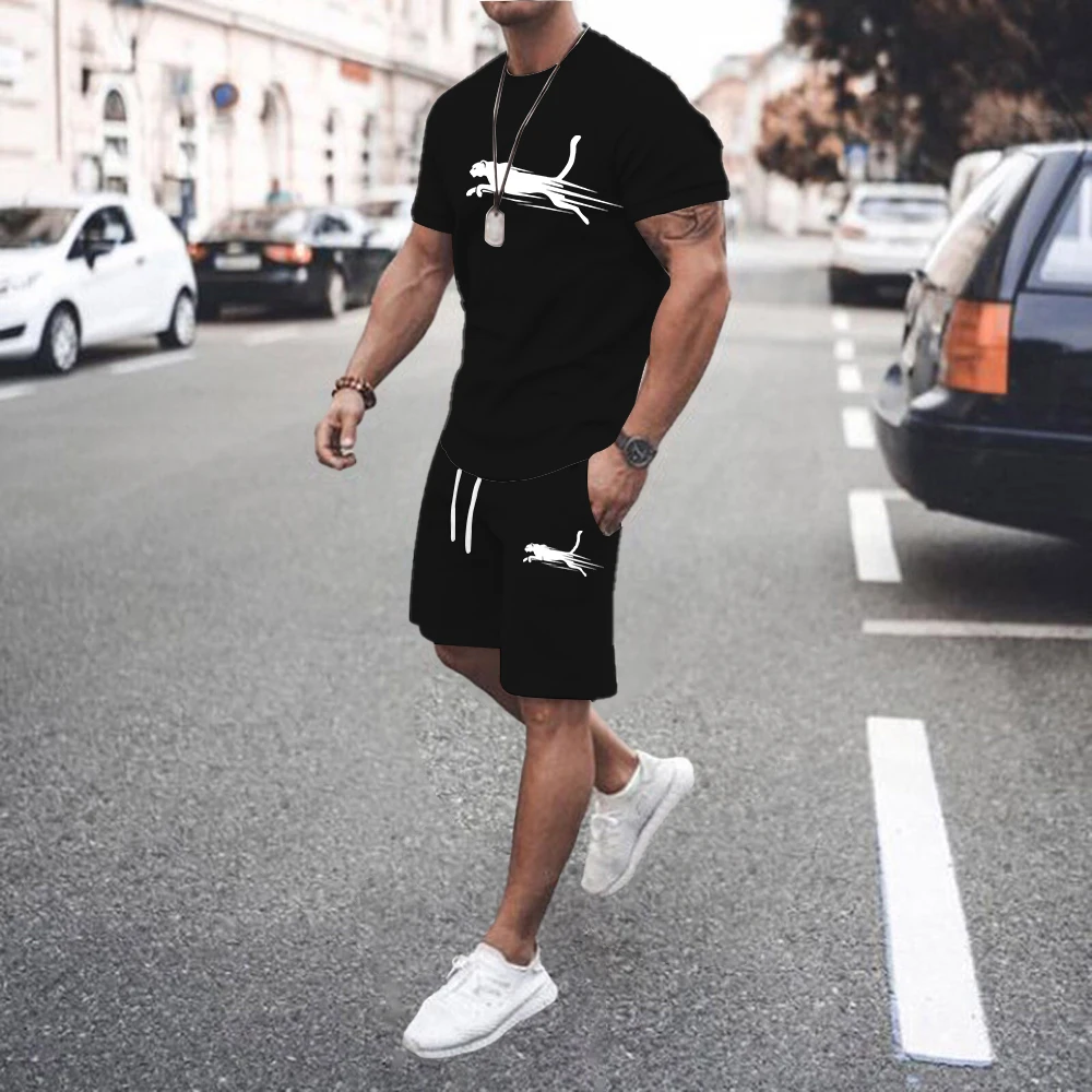 

2024 Summer Fashion Men's Tracksuit T-shirt Shorts Set Leisure Short Sleeve Jogging Gym Suit Brand Clothing