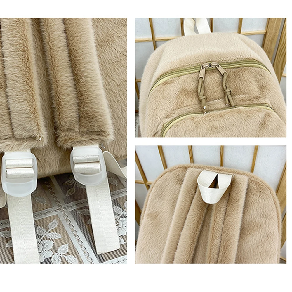 Sac à Dos en Peluche Solide avec Nom Personnalisé, Broderie Personnalisée, pour Document, Lycéen, Femme, Automne/Hiver