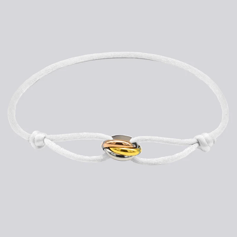 Bracelet 3 Stainless Steel Metal Buckle Bracelet Adjustable Rope Classic Bracelet for Men Friendship Jewelry Gift for Women