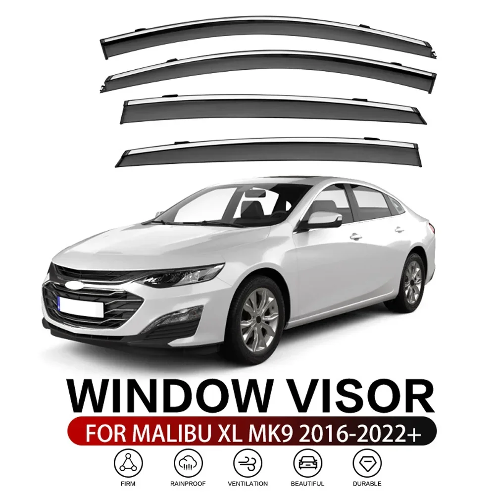 

Chrome Strips Rain Guards for CHEVROLET Malibu 2016-2023 Window Visor Wind Deflectors Door Visor Vent Shades Ventvisor