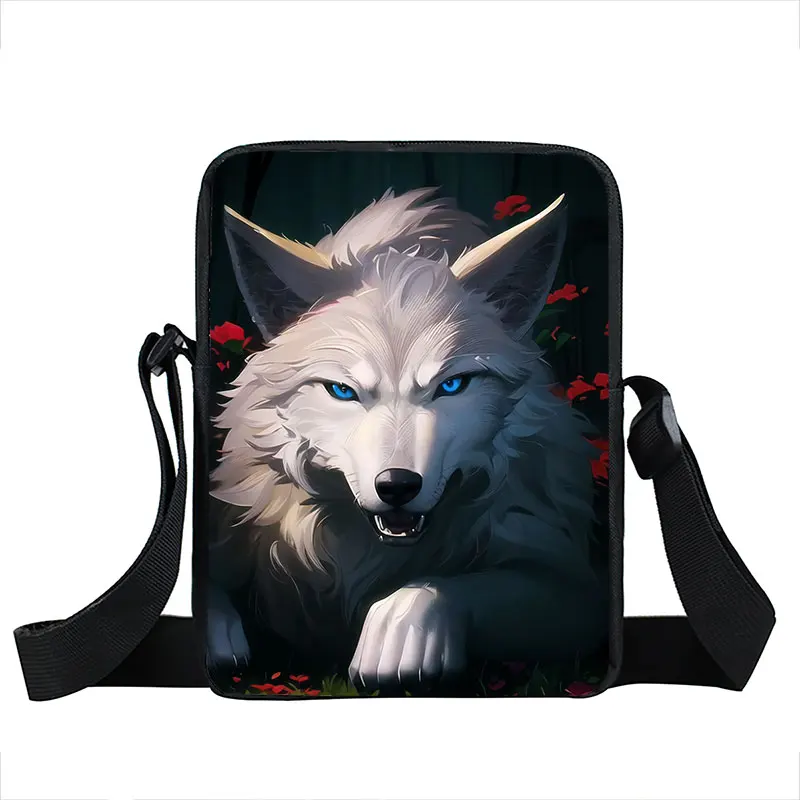 Winter Wolf Shoulder Bag Women Handbag Teenager Howling Wolf Messenger Bags Hip Hop Crossbody Bag for Travel Satchel