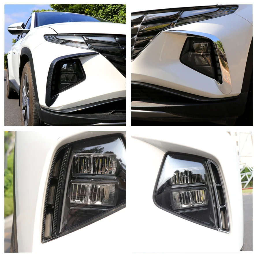 

For Hyundai Tucson NX4 2021 2022 2023 Accessories Front Fog Lights Lamps Eyelid Eyebrow Strip Cover Trim Bumper Protector