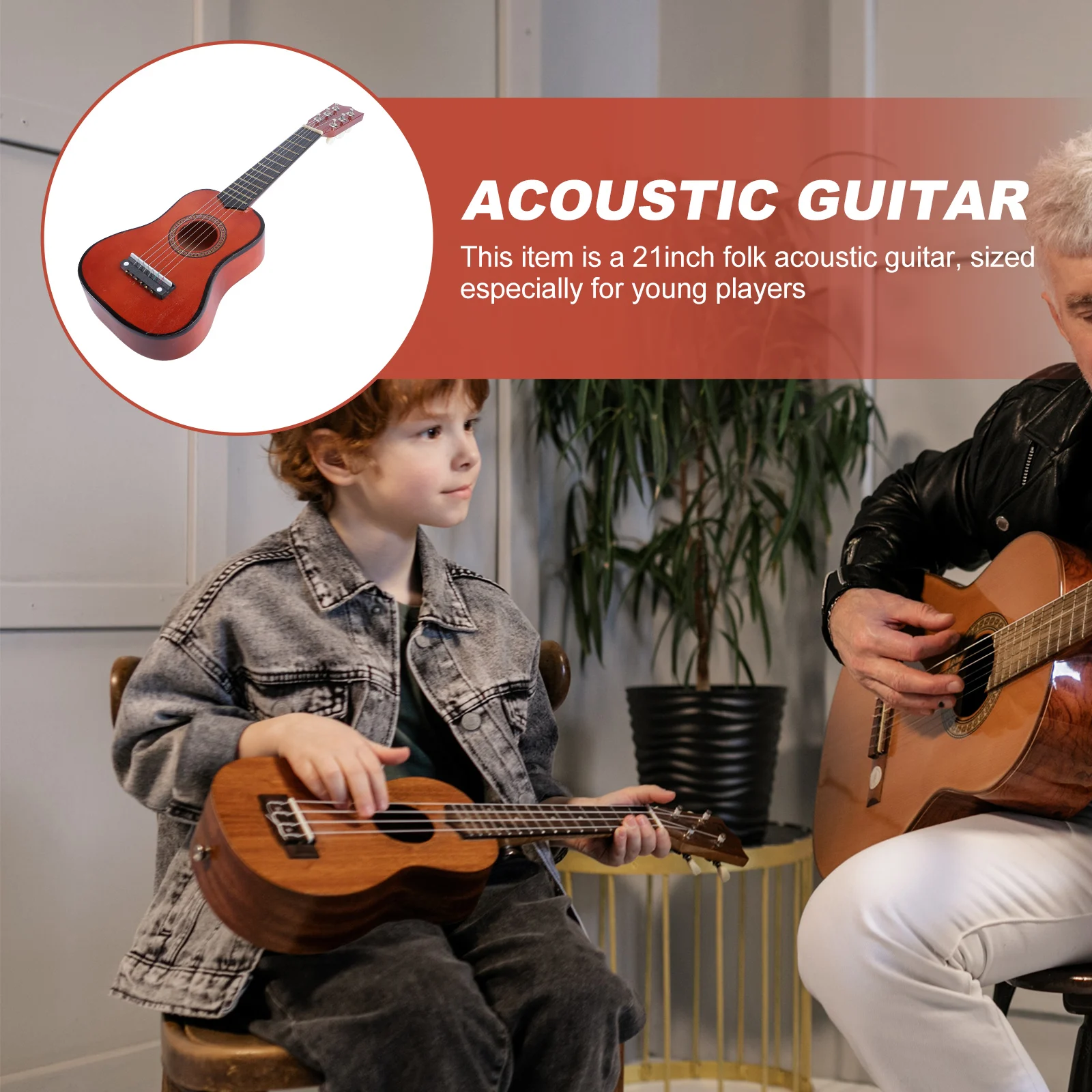 

21 Inch Kids Beginner Guitar Acoustic Mini Instrument Folk Music Toy Wear Resistant Environmental Safety Great Tone Comfort