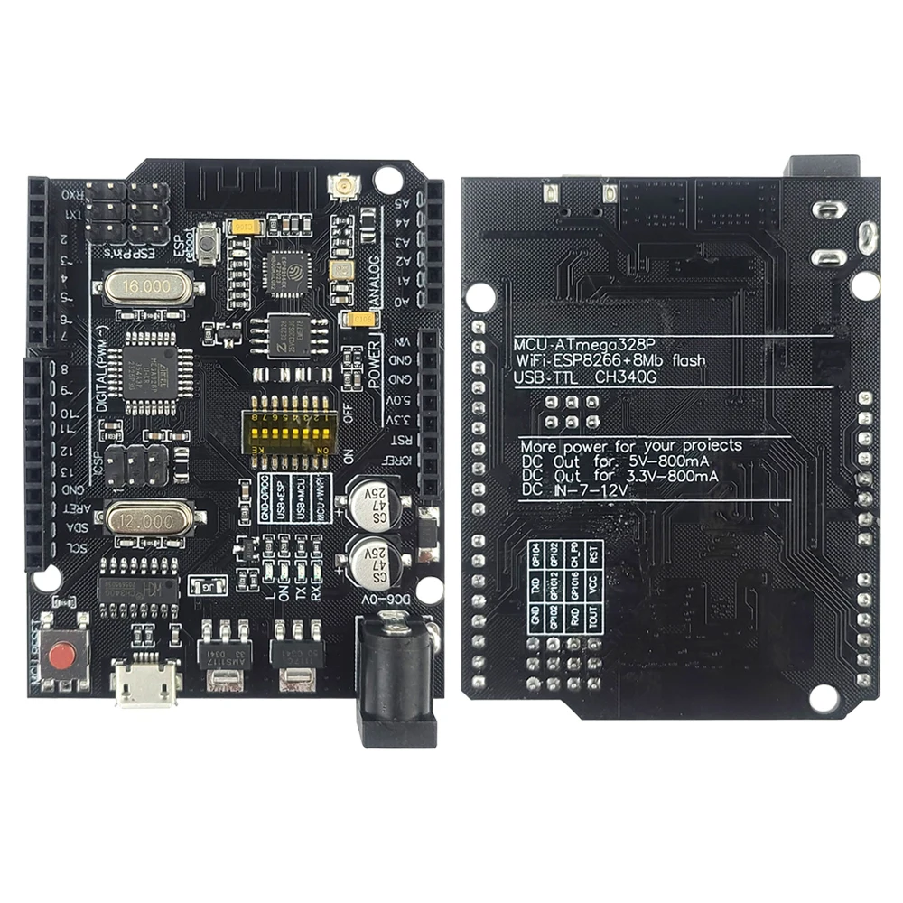 WiFi R3 ATmega328P Development Board Module 32Mb Memory USB Micro CH340 USB to TTL ESP8266 ATmega328 69mm*53mm