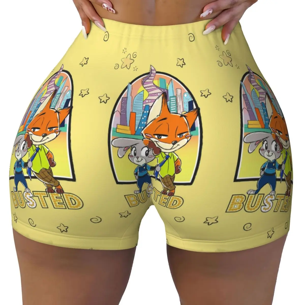 

Custom Zootopia Wallpaper Biker Running Gym Shorts Women's Cute Cartoon Athletic Workout Yoga Shorts