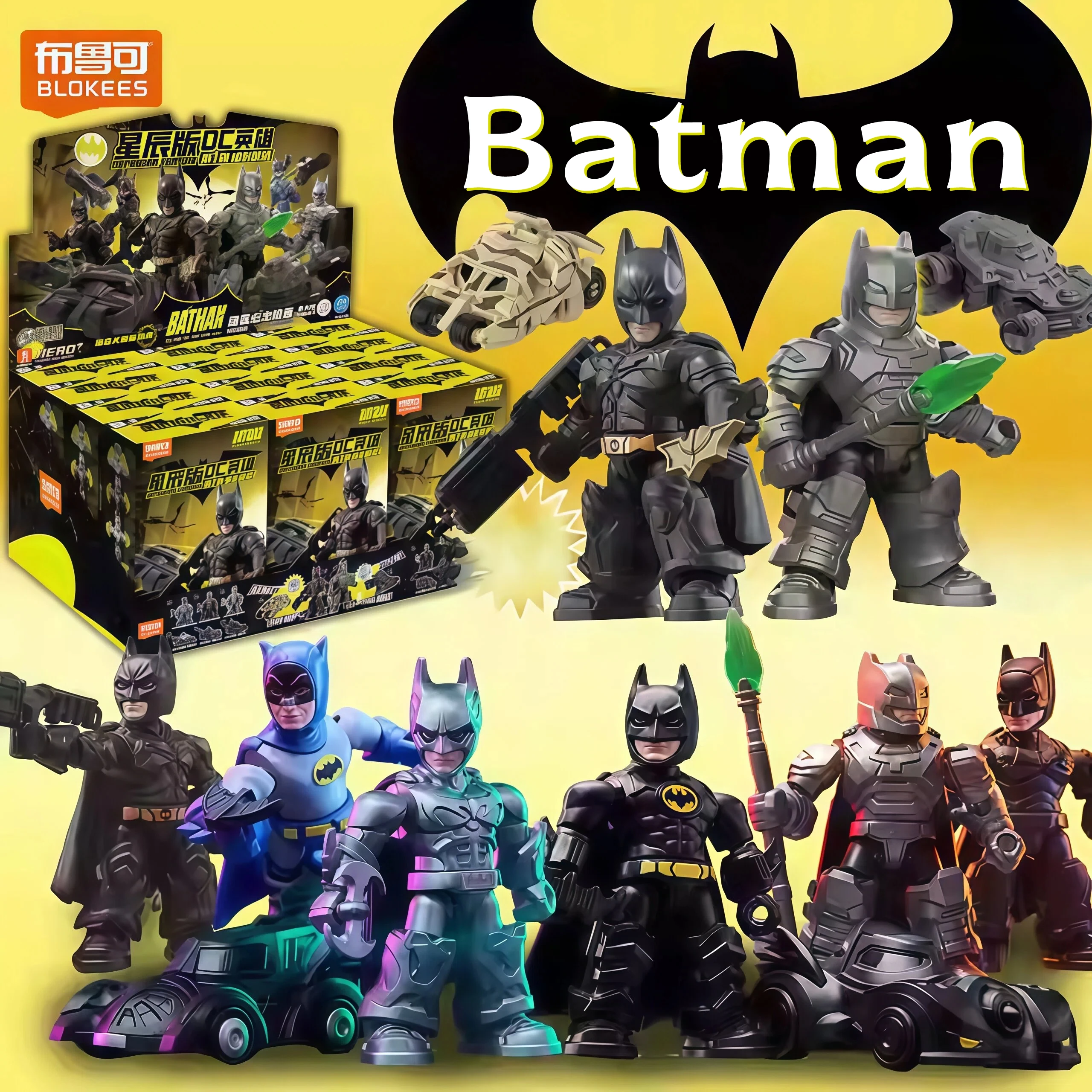 12 Piezas Originales BLOKEES DC Batman BEFENDER VERSIDN Batmóvil Blindado Batman Caballero Oscuro Bruce Wayne Juguetes Figura de Acción Muñeco Regalos