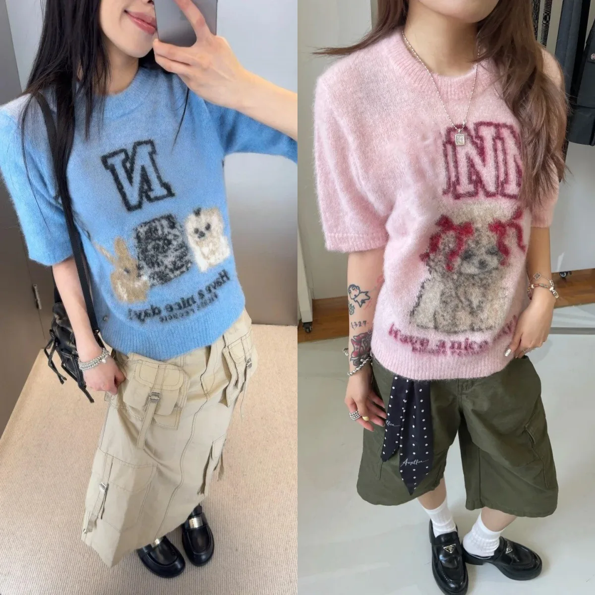 

Свитер-пуловер с круглым вырезом и жаккардовым узором из трех животных принтов, коллекция ранняя весна 2026, шерстяной топ