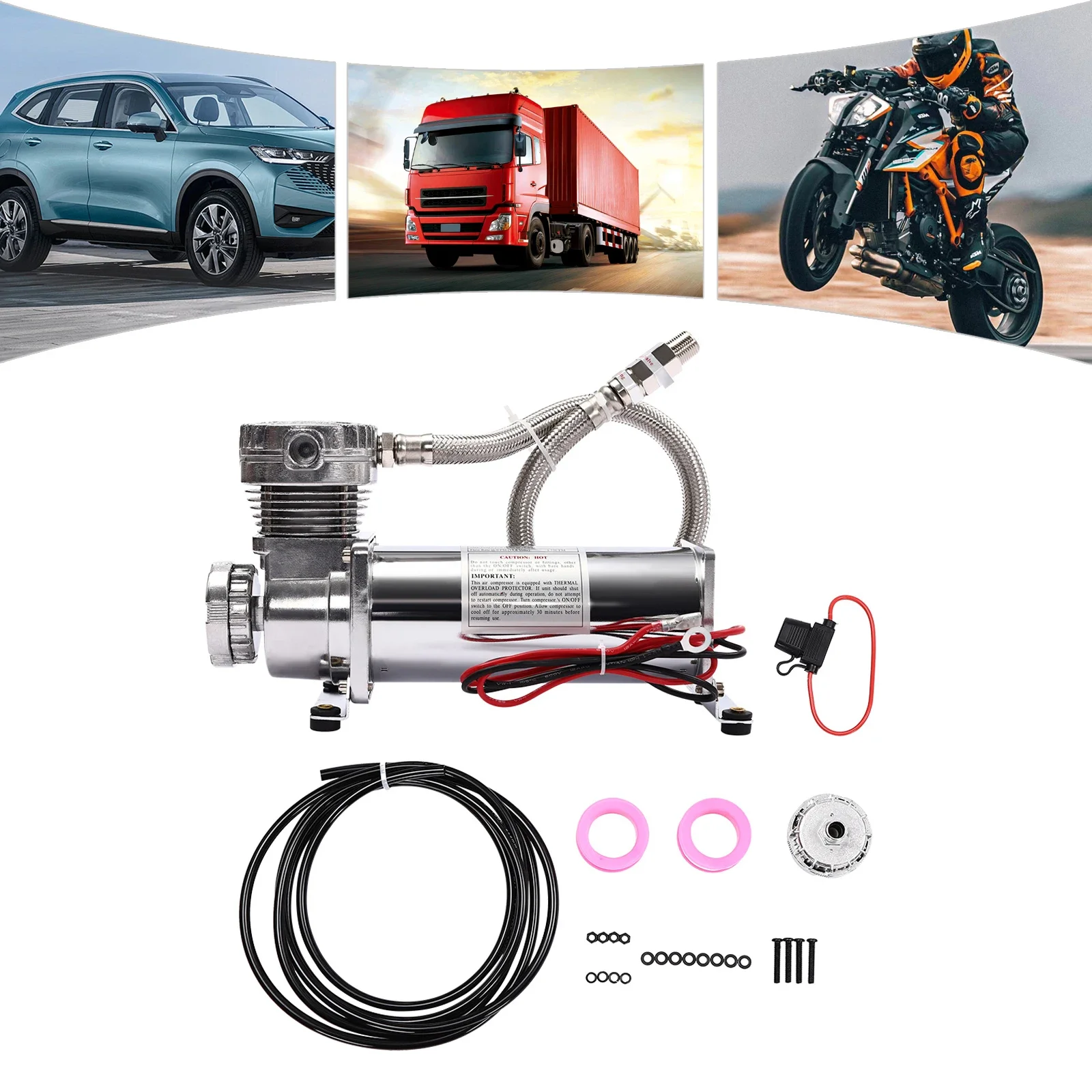 

Автомобильный воздушный насос высокого давления постоянного тока 12 В, комплект воздушного компрессора для тяжелых условий эксплуатации, 200 фунтов на квадратный дюйм