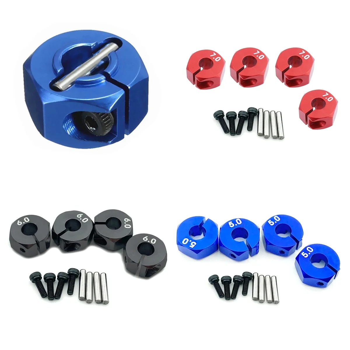 4Pcs Metal Aluminum Alloy 5/6/7mm Thick Wheel Rim Hex Drive Adapter 12MM HSP HPI Tamiya Sakura All 1/10 RC Car 94123 94122 CS D4