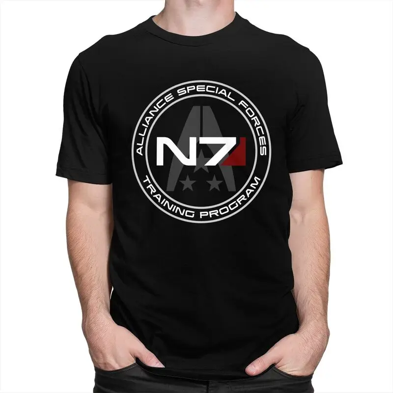 Custom Cool Alliance Mass Effect N7 T Shirt Men Short Sleeve Pure Cotton T-shirt Video Game Tees Fashion Tshirts