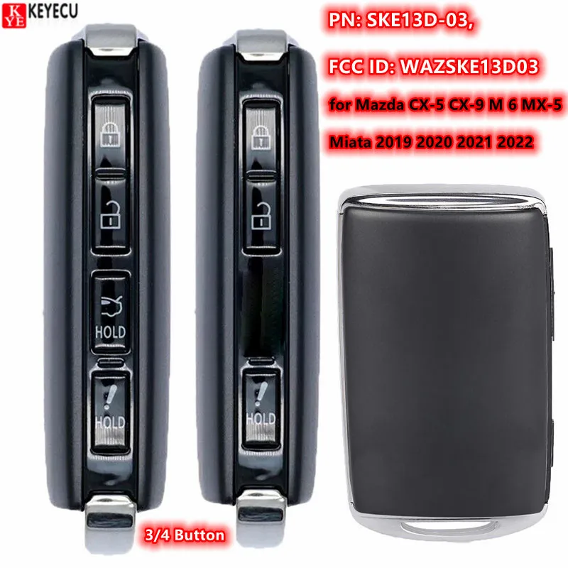 KEYECU WAZSKE13D03 TAYB-67-5DYB Smart Remote Key 3/4 Button 315MHz 4A for Mazda CX-5 CX-9 M 6 MX-5 Miata 2019 2020 2021 2022