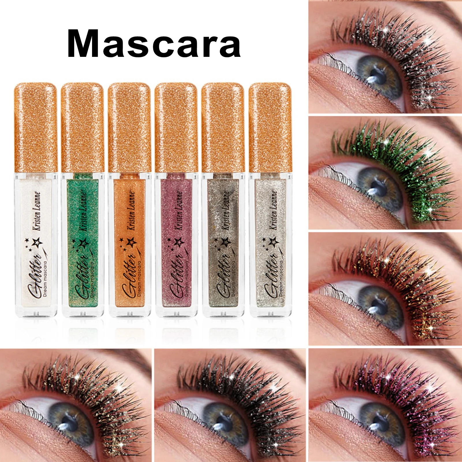 Ensemble de mascara à paillettes colorées, séchage rapide, extension de cils, cils, brosse, beauté, maquillage des yeux