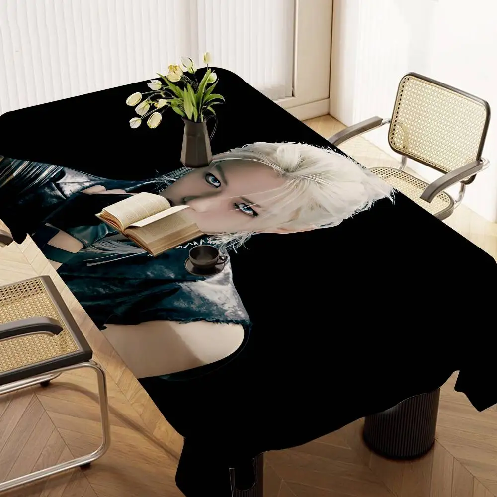 F-FelixS Singer Themed Polyester Tablecloths Cute Designs For Home Kitchens Dining Rooms Patios Tablecloth Decoration