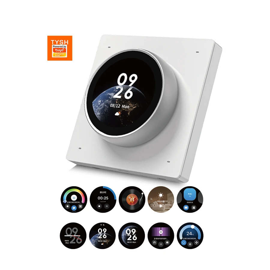 EU/UK Tuya Smart Switch Pomodoro Alamm Clock Display Home LED Light Wall Mounted Touch Wifi Linux System Work App Control