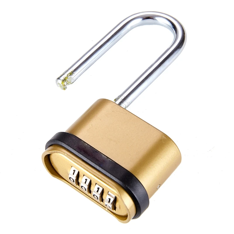 1 Piece Padlock, Extended Lock Hook Bottom Four Zinc Alloy All-Metal Long Hook Combination Lock