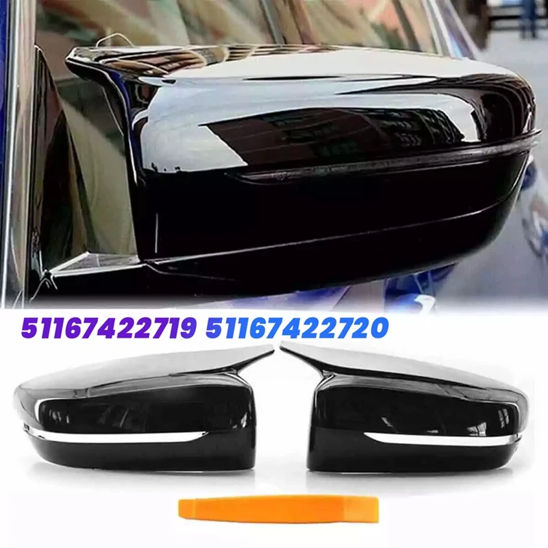 1Pair Wing Mirror Cover Caps 51167422719 51167422720 For BMW G20 G21 G30 G31 G11 G14 Rearview Mirror Shell Glossy Black