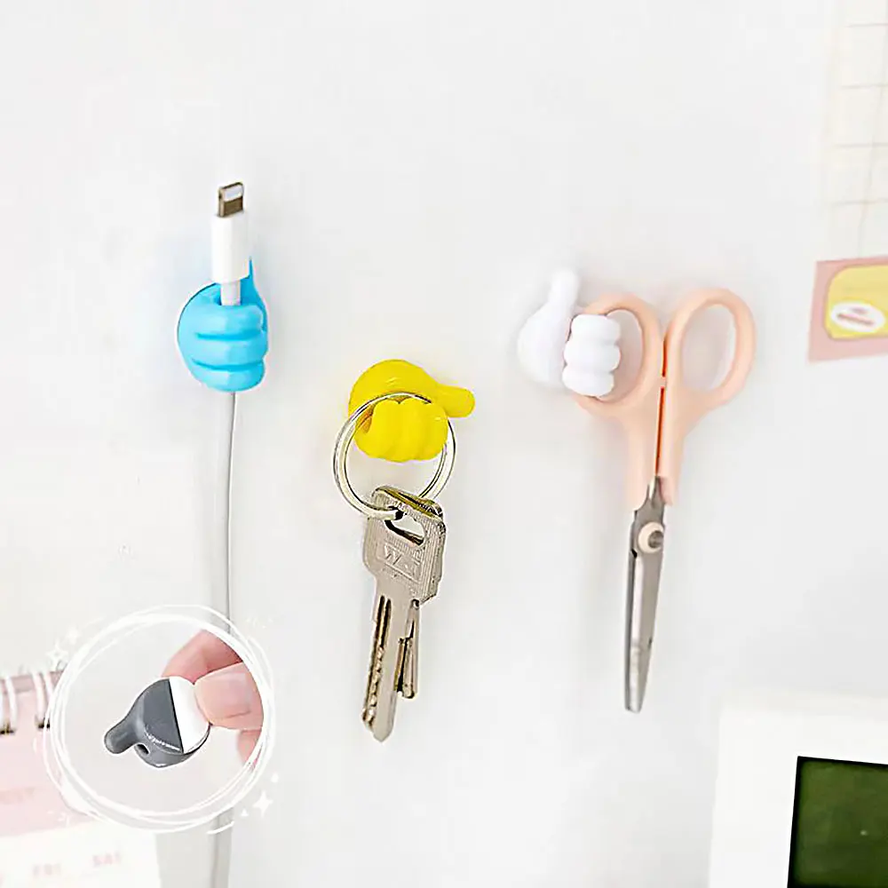 5/10Pcs Thumb Shape Self Adhesive Hooks Multifunctional Wall Traceless Hook Silicone Wall Hanger Organizer Thumb Hook