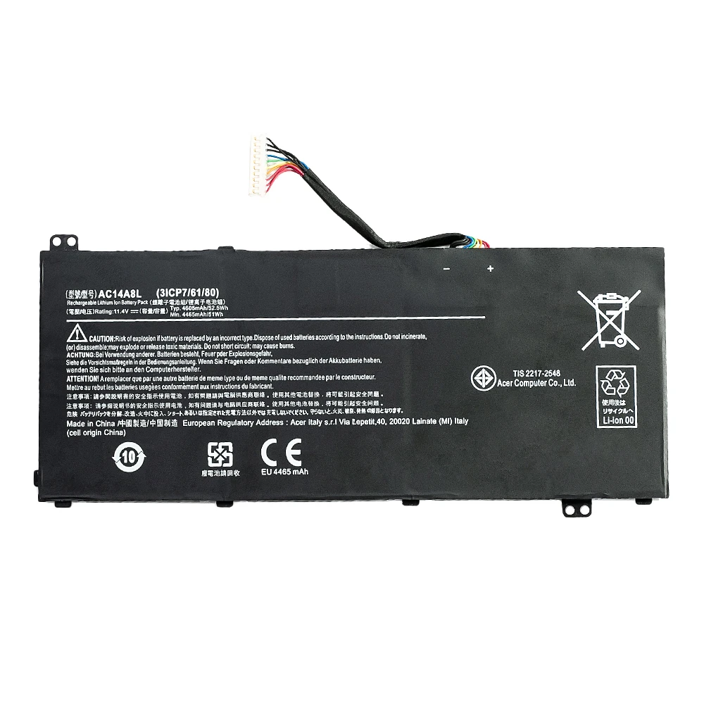 Imagem -04 - Bateria do Portátil para Acer Aspire Vn7571 Ac14a8l Vn7-571g Vn7-591 Vn7-591g Vn7791g Vn7-791 V15 Nitro Ms2391 Kt.0030g.001 11.4v