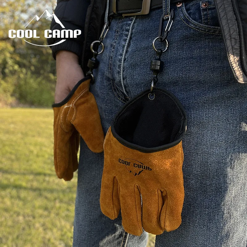 

Outdoor Heat-resistant and Anti-scald Barbecue Gloves, Hangable Portable Fire Gloves, Genuine Leather Non-slip Fishing Gloves