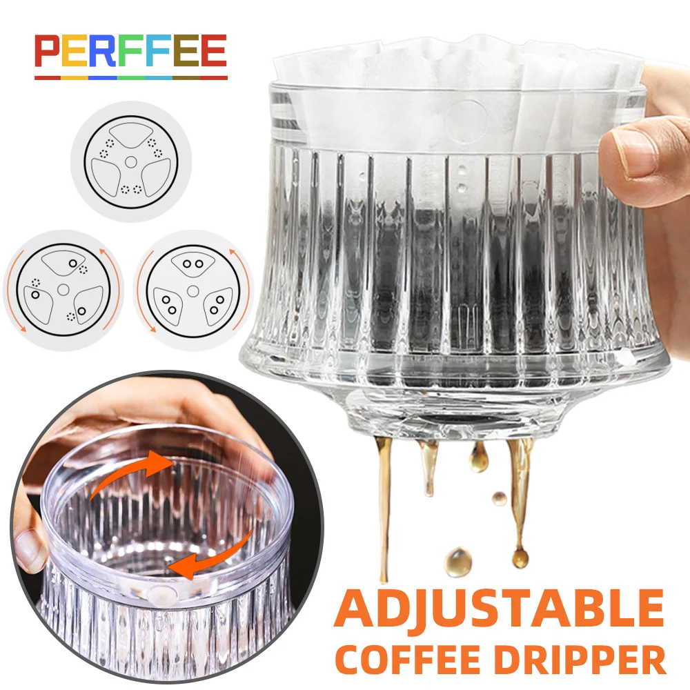 Filtro de café por goteo ajustable, cafetera de flujo Variable, fondo plano, gotero de inmersión, herramienta de Barista