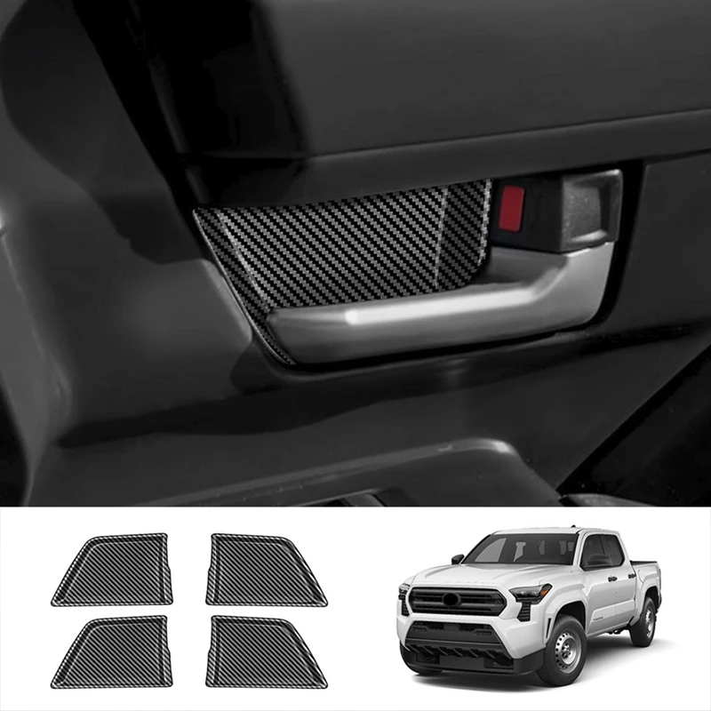 Car Interior Door Handle Bowl Cover Trim For Toyota TACOMA 2024 Car Interior Accessories Parts Carbon Fiber