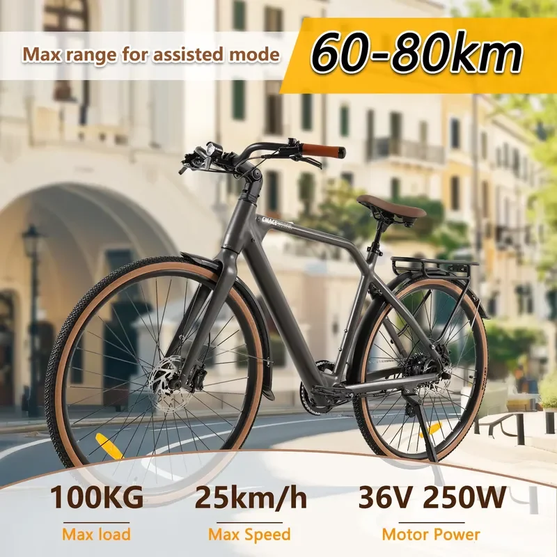 2026 Urban-Ready Electric Road Bike 36V 350W Oil Spring Suspension Rear Hub Motor 29 Inch 700x38C City Commute Daily Errands