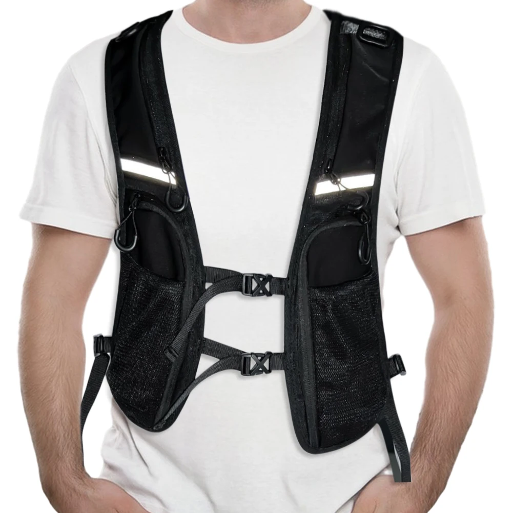 

Functional Tactical Vest Reflective Storage Phone Bag Lightweight Backpack Vest Fashion Waistcoat for Cycling Running