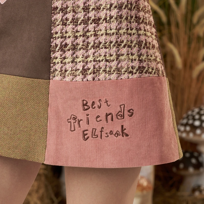 ELFSACK 2022 Winter Nieuwkomers Casual Leuk Ontwerp Kleurblok Panelen A-lijn Rok Voor Dames