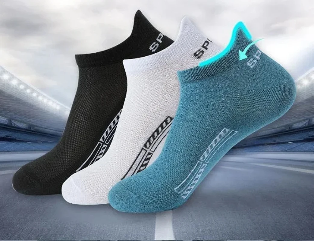 Image of 5 Paar Baumwollsocken, dünne, atmungsaktive, niedrig geschnittene Bootssocken, schweißableitende, geruchsresistente, weiche Sport-Knöchelsocken