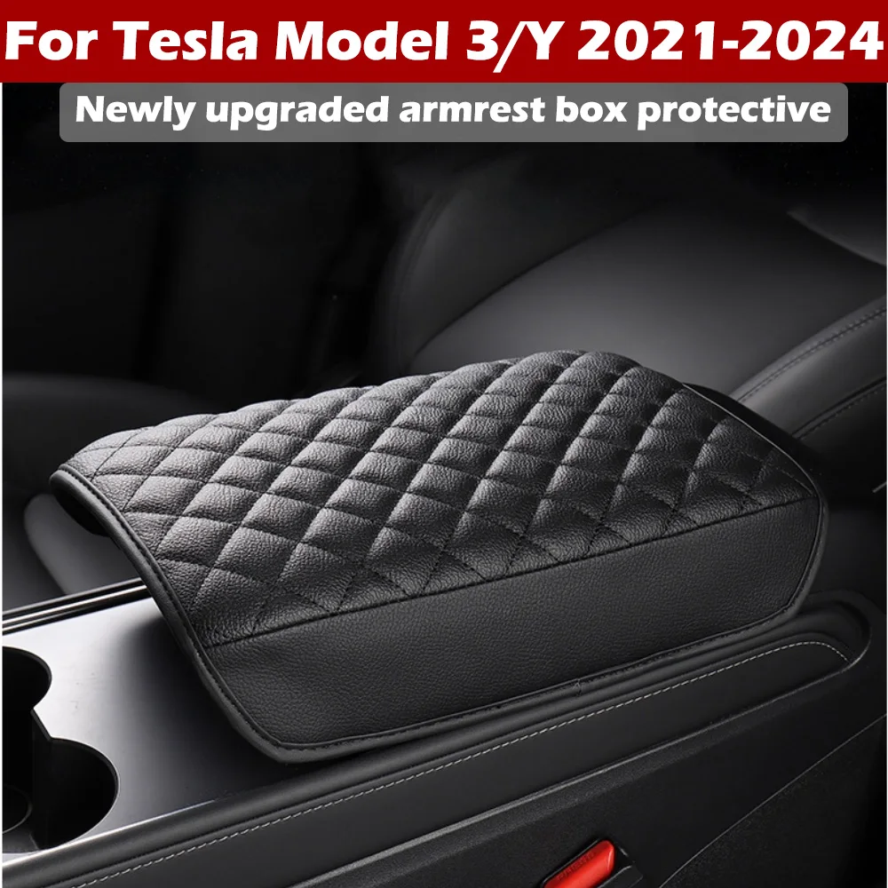 

Чехол для подлокотника Tesla Model 3/Y 2021-2024, мягкий кожаный чехол для центральной консоли с защитой от царапин, аксессуары для интерьера