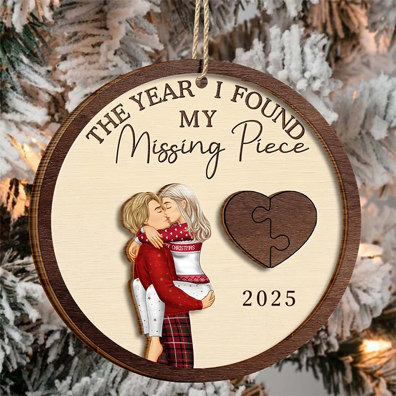 1Piece Romantic Ornament WANDER PRINTS Personalized The Year I Found My Missing Piece 2-Layered Wooden Ornament