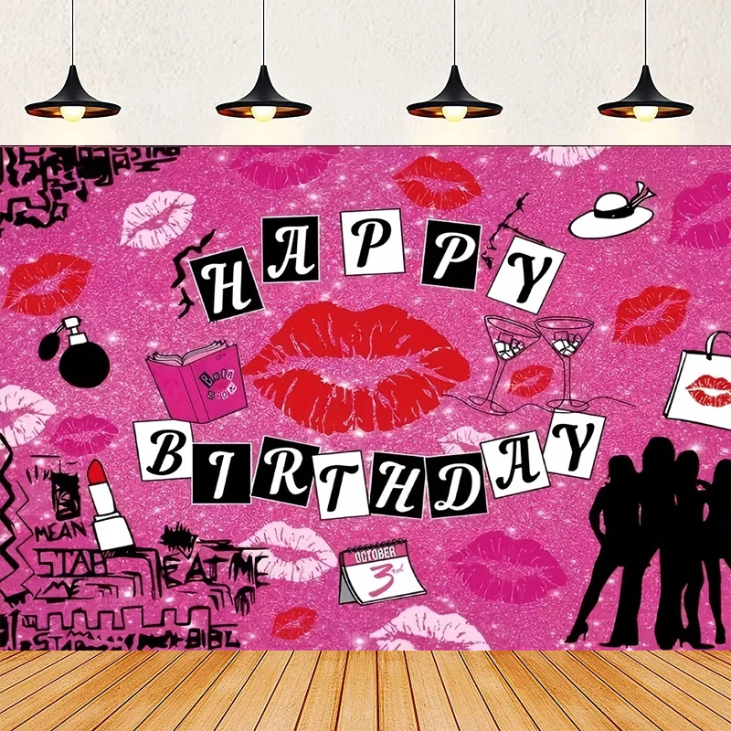 Фон для фотосъемки с изображением девочек «Средина», розовый, блестящий, для девочек, милый фон для вечеринки в честь Дня Рождения, баннер, постер