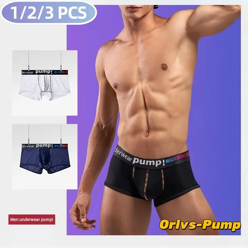 

1/2/3Pcs Trendy Boxer Shorts Low Waisted Young Men Underwear Fitted and Buttocks Lifted New Color Scheme Blue Black White