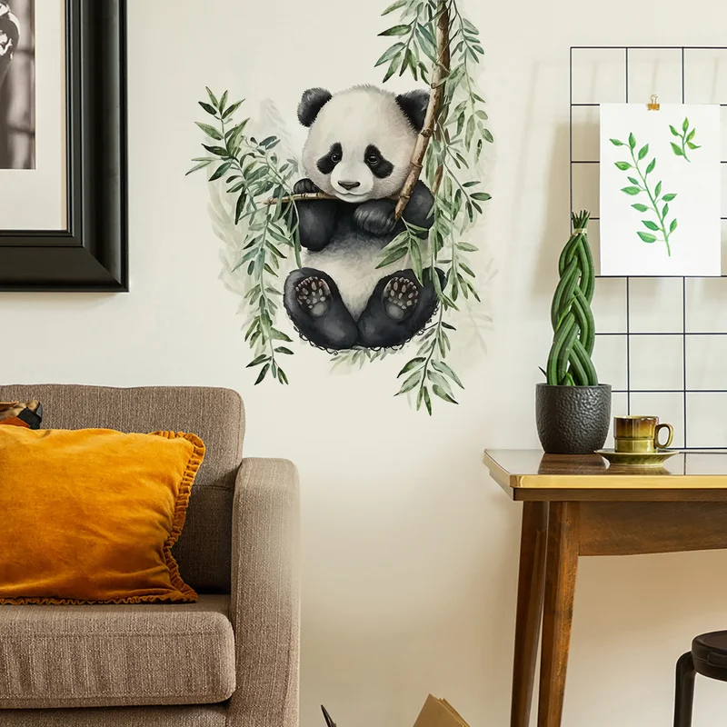 ملصقات جدار فرع شجرة الباندا لغرفة المعيشة وغرفة النوم وخزانة ديكور خلفية المنزل شارات جدارية ذاتية اللصق #4