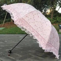 Lace Sun Umbrella for Women, Pink Flower, UV Protection, Princess Umbrella, Beauty Girl, Baby Baptism, Fashion