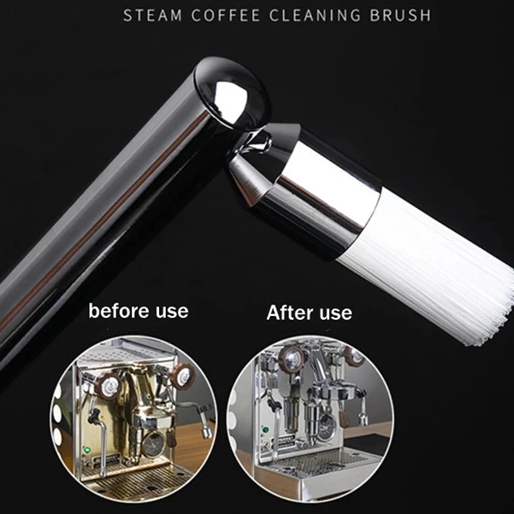 Coffee Machine Steam Cleaning Brush Espresso Grime Cleaning Brush Nylon Anti-Scalding Solid Wood Handle Cleaner Tools