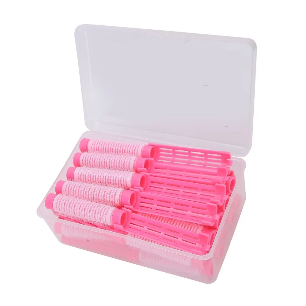 

20pcs Styling Kit Pink Hair Perm Rods Heatless Portable Hair Roller Curler Durable Professional Perm Rods Tool Salon Use