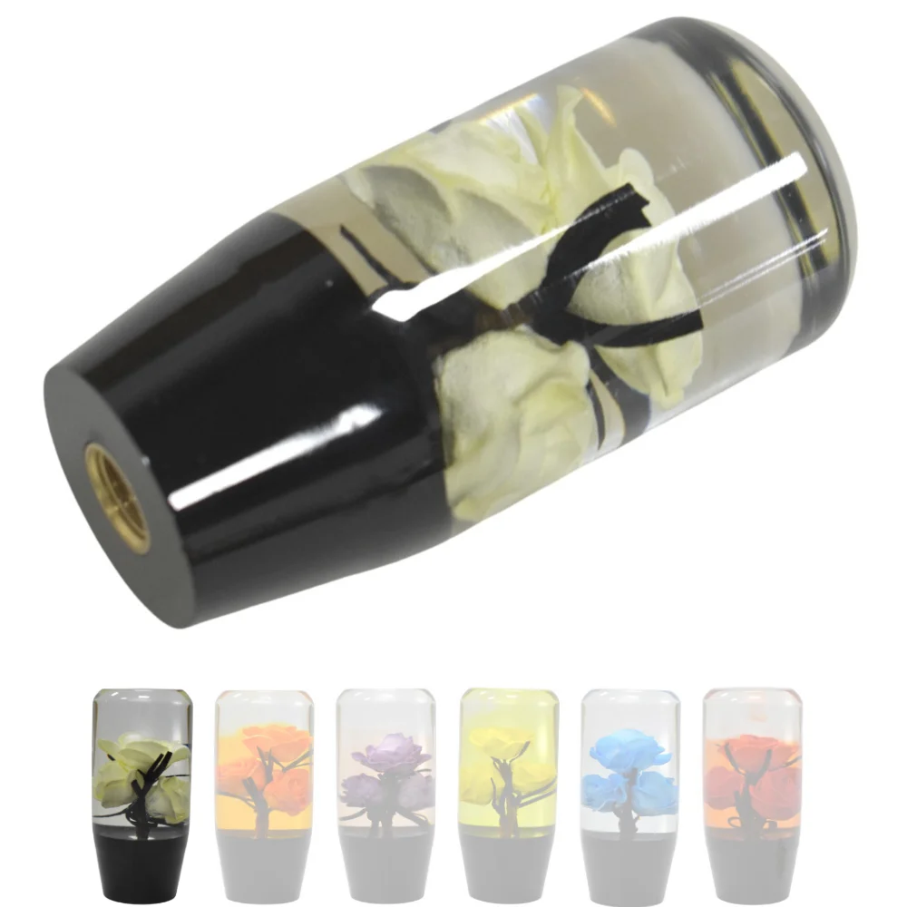 Gear Shift Knob Underwater Flower in Bubble Water Stick AT MT Universal Transparent Shifter Lever Head Screw-in Car Parts