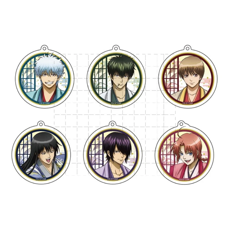 Game Katsura Kotarou Okita Sougo Sakata Gintoki Hijikata Toshirou Keychain Doll Anime Acrylic Keyring Pendant for Gift