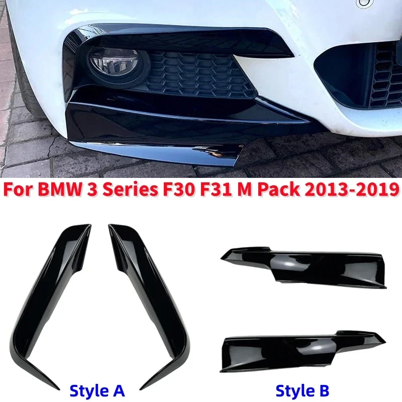 2Pcs Car Fog Light Grille Modification Front Bumper Splitter For BMW 3 Series F30 F31 M Pack 2013-2019