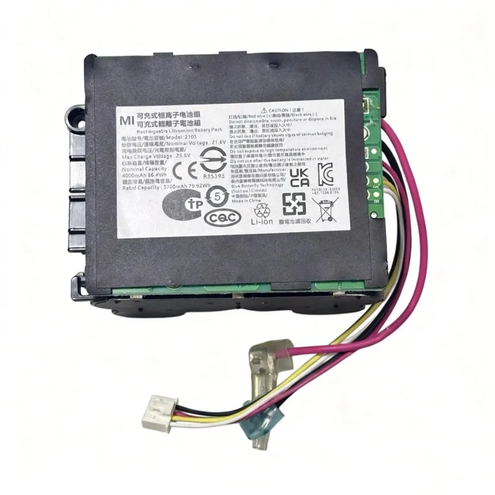 

100% оригинал 4000 мАч 21,6 В для Xiaomi Mijia 2105 XS2105 B302CN для ShunZao 2105 H200 Беспроводная машина для мытья полов Батарея