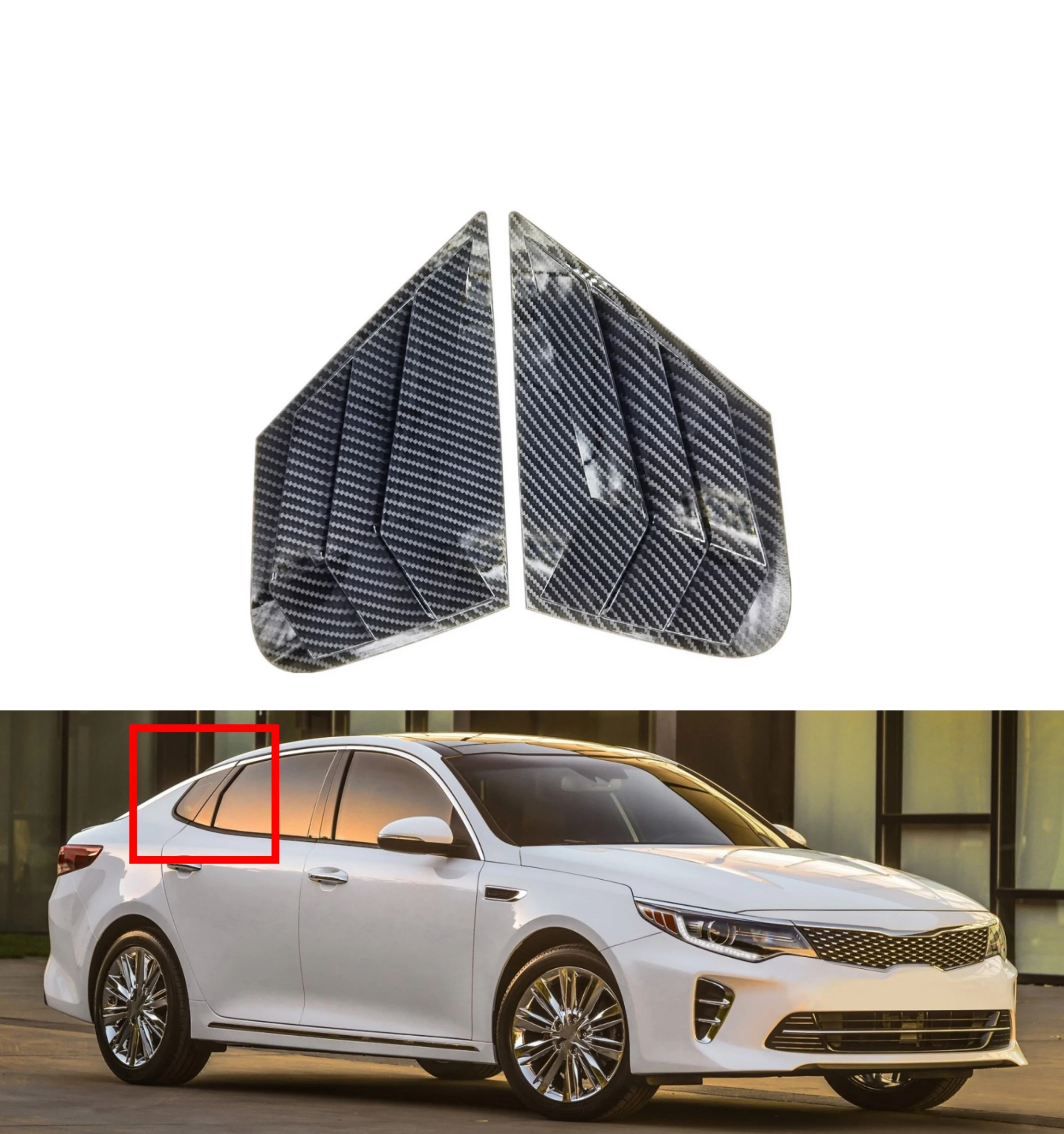 Para kia optima k5 sedan 2016 2017 2018 2019 persiana traseira do carro janela lateral obturador capa guarnição adesivo ventilação colher abs fibra de carbono