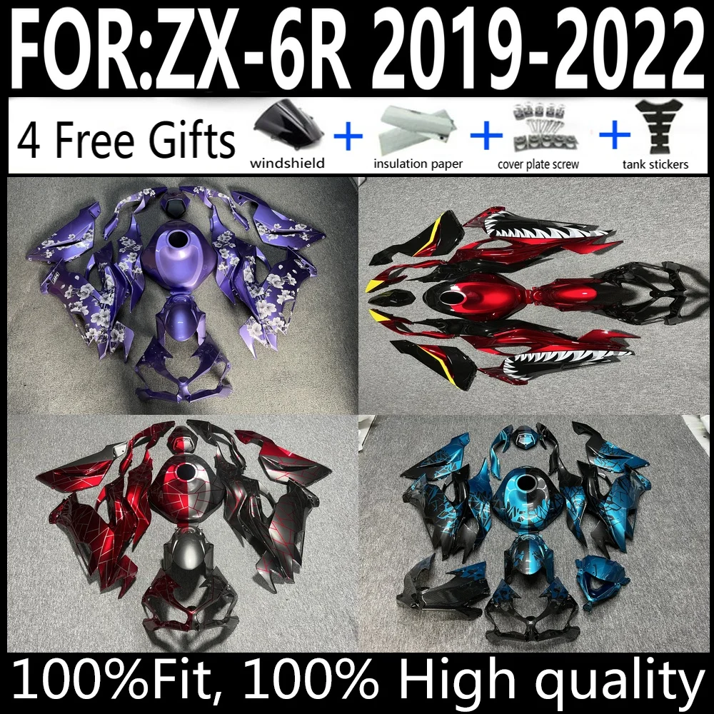 

ABS Plastic Fairing Bodywork Kit Fit For Kawasaki Ninja ZX-6R 636 2019-2022 Injection Molded Cowling Set Motorcycle Parts