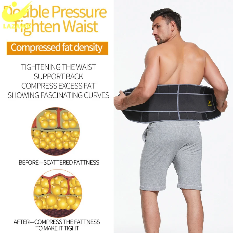 LAZAWG Men Waist Trainer Sweat Belt Neoprene Body Shaper Cincher Corset Male Body Modeling Belt Slimming Strap Fitness Shapewear