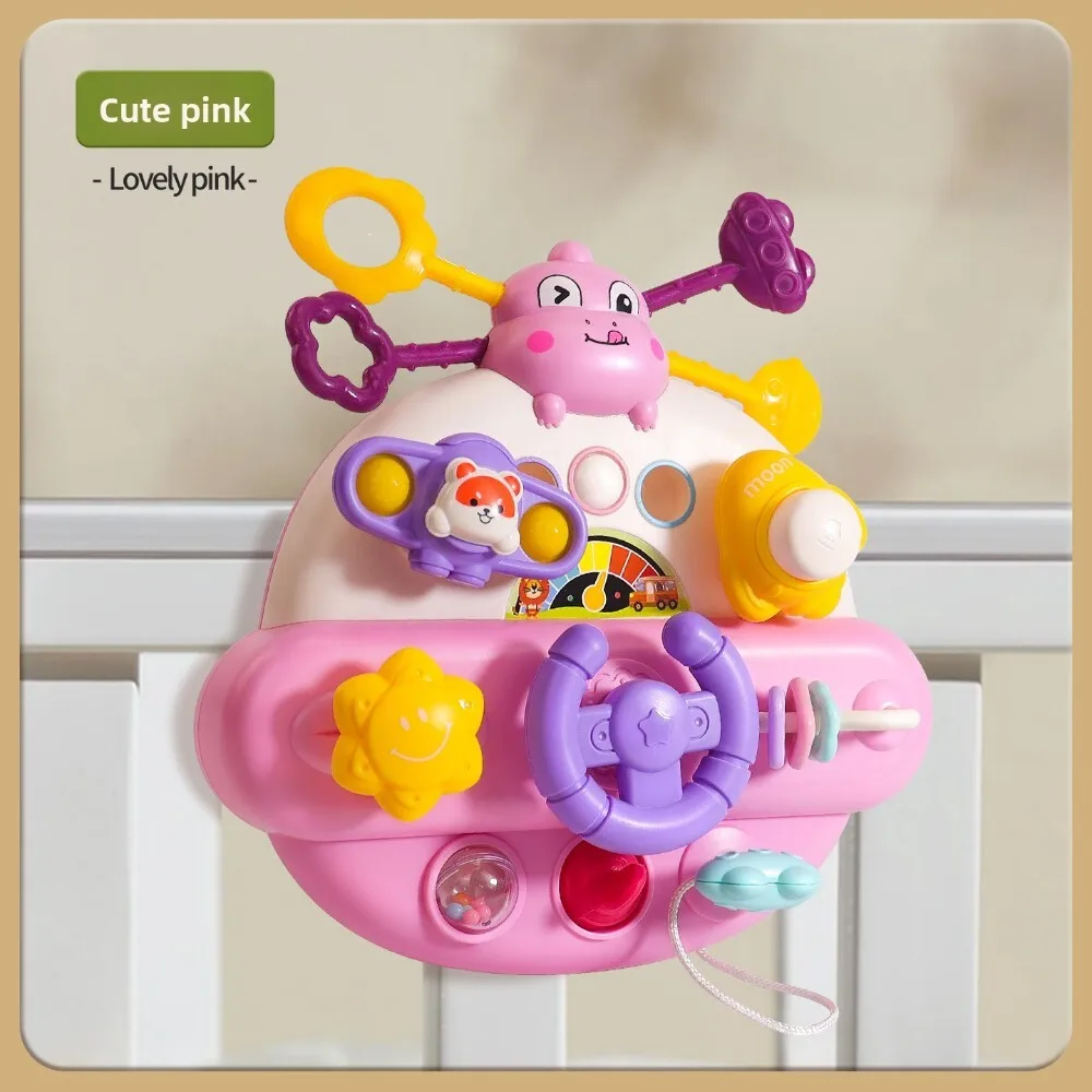 Teething Pull and Play multifuncional, lindo tablero ocupado, sonajero de agarre manual para el desarrollo sensorial del bebé, actividad de juguete calmante